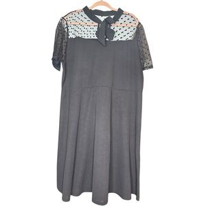 5 for $40 SALE! Pinup Fashion Black Fit Flare Dress Key Hole Tie Closure 26